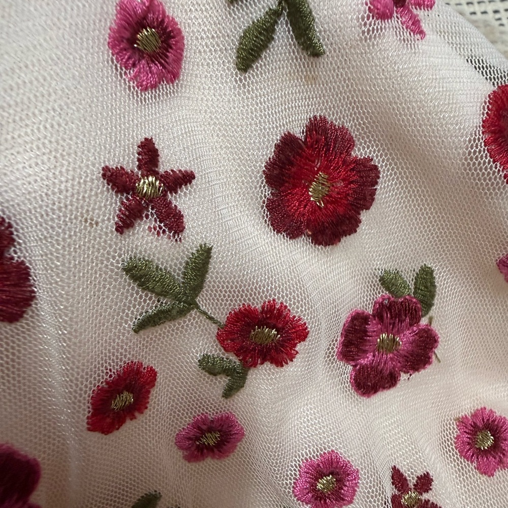 Cat & Jack Floral Embroidered Tulle Girls Dress - Picture 4 of 5